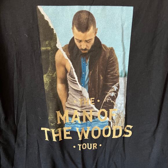 Justin Timberlake Man Of The Woods Tour Band Graphic V-Neck Womens T-Shirt Lrg - Picture 2 of 5
